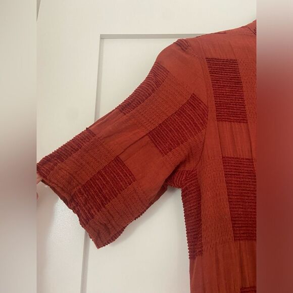 Pando grove Rust Half Sleeve Round Neck Natural
Cotton Plaid Mini Dress Sz S - Picture 13 of 14